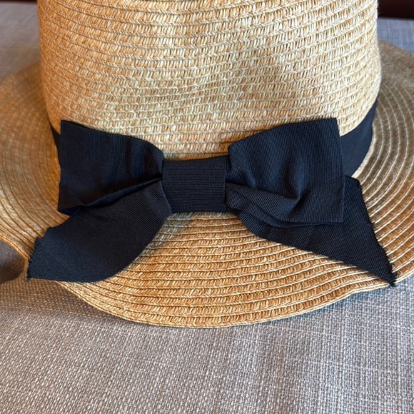 Tan Sun Hat with Black Bow - Picture 2 of 5